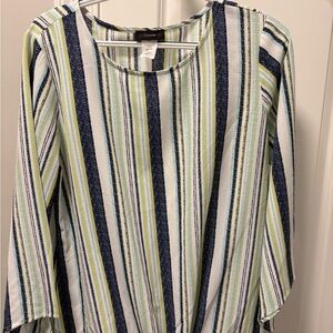 Women's Striped Top - Blue, Green, White